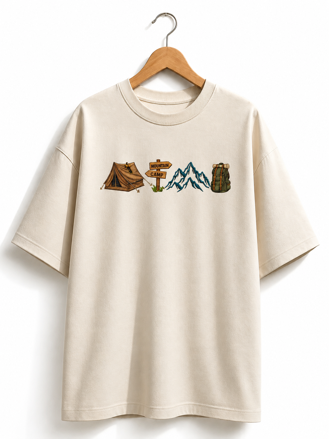 STELLAVITA CLOTHING Premium Camp Embroidery Design Loose Fit Casual Tee Unisex Oversized Drop Shoulder T-Shirt for Men & Women