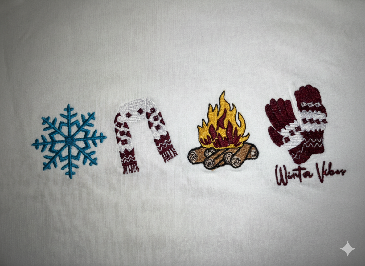 WINTER VIBES EMBROIDERY DESIGN UNISEX OVERSIZED  OFF WHITE  T SHIRT