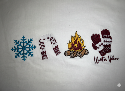 WINTER VIBES EMBROIDERY DESIGN UNISEX OVERSIZED  OFF WHITE  T SHIRT