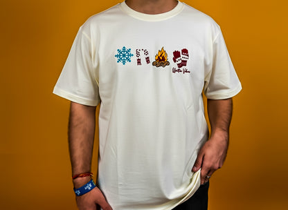 WINTER VIBES EMBROIDERY DESIGN UNISEX OVERSIZED  OFF WHITE  T SHIRT